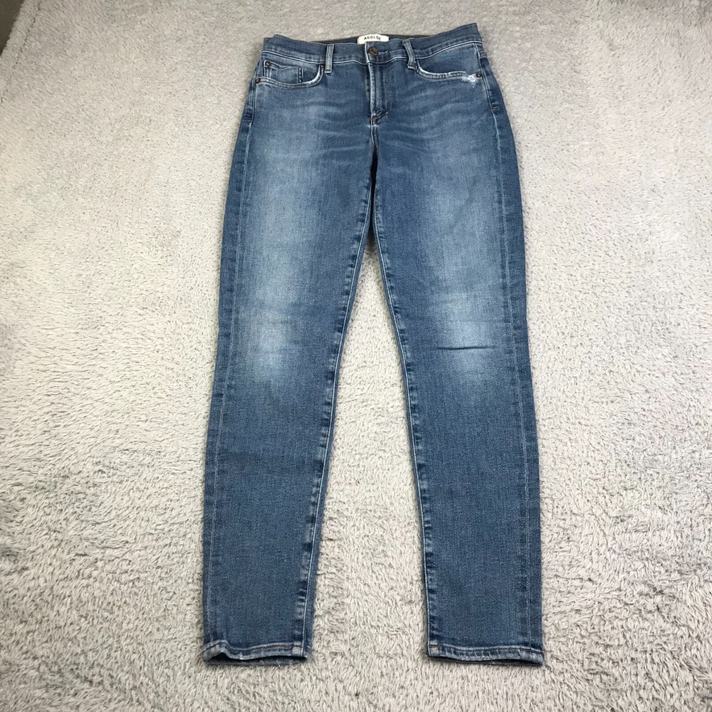 AGOLDE Sophie Jeans Womens 27 Mid Rise Ankle Skinny In Tame Blue Stretch Denim
